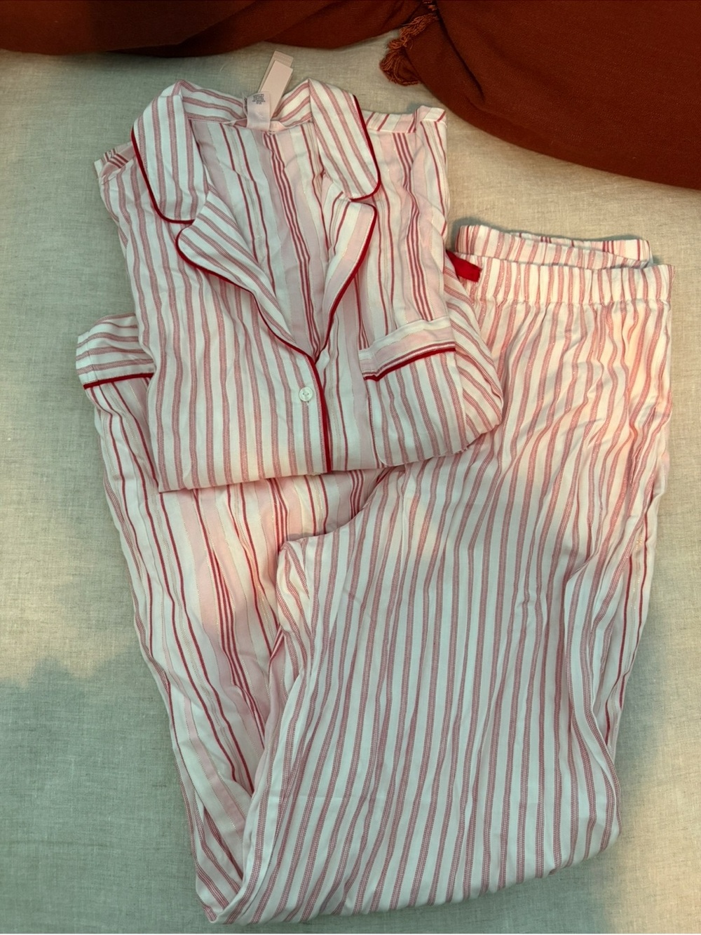 NWT Victoria's Secret Pink and Red Striped Pajama Set
